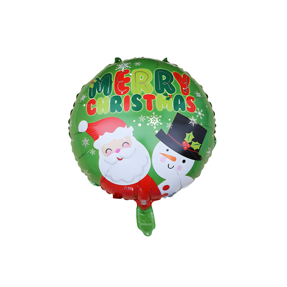 Christmas 18 Inch Circular Santa Claus Snowman Aluminum Foil Balloon 1PC