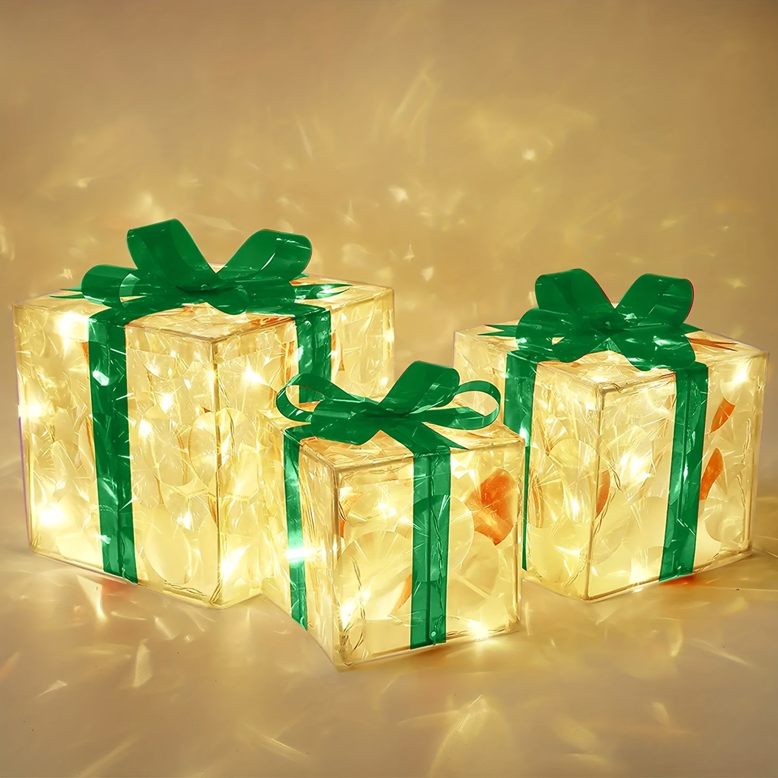 New Christmas Gift Box 3-piece Folding Christmas Gift Box Light Up Valentine Gift Box Christmas Lights