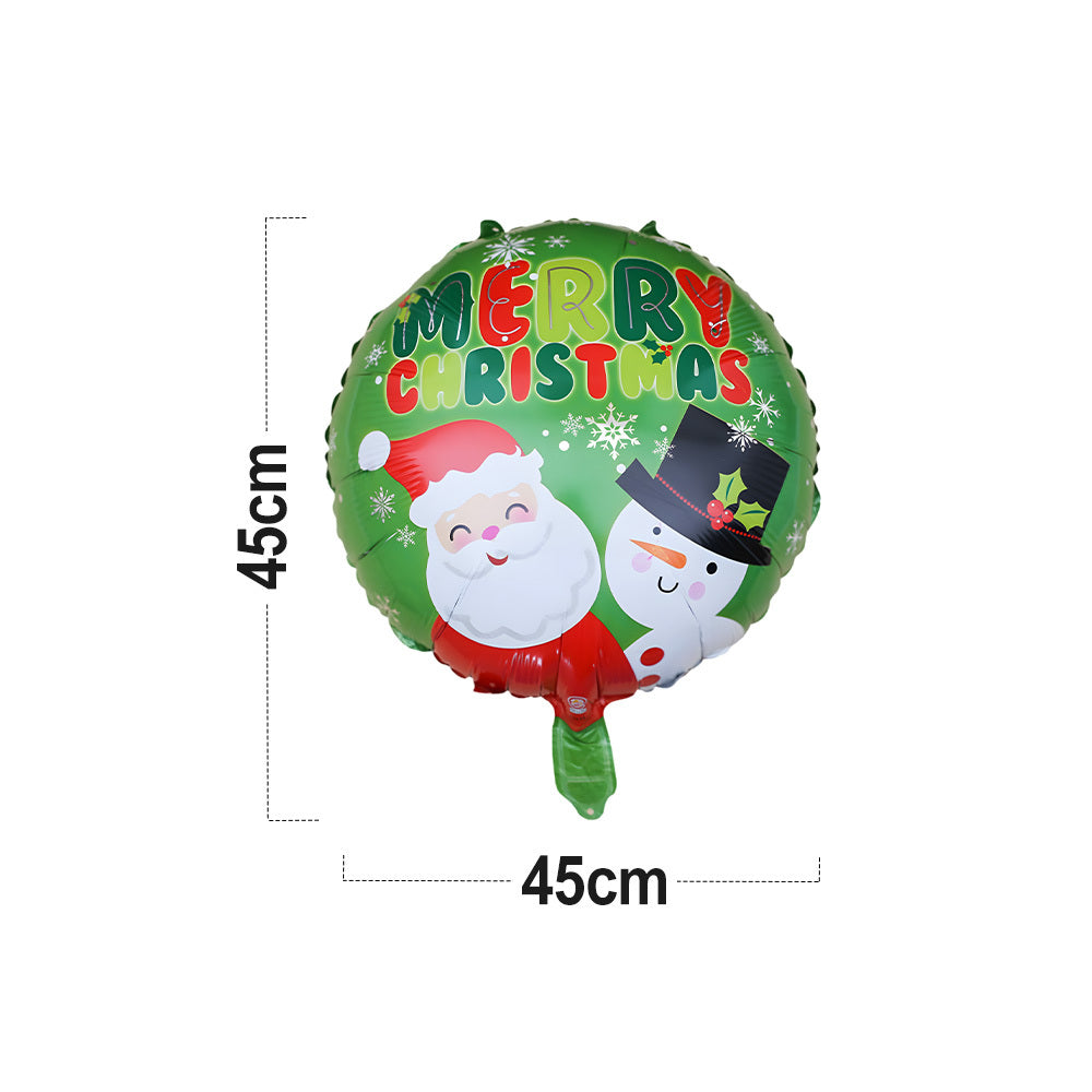 Christmas 18 Inch Circular Santa Claus Snowman Aluminum Foil Balloon 1PC