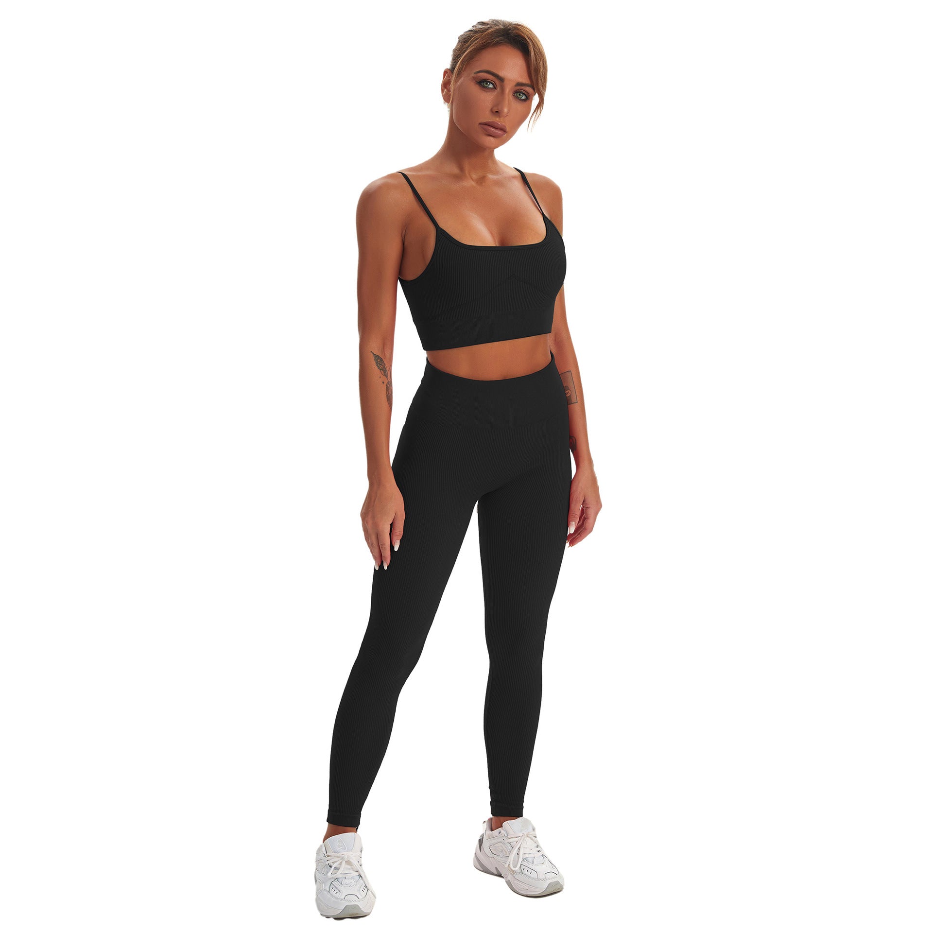 Seamless Sports Yoga Gym Clothes Vest Trousers Press Line Sports Cover